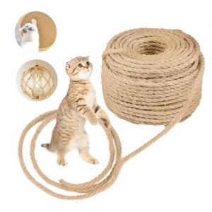Basetbl - Corde &agrave; Griffer pour Chat,Corde en Sisal Naturelle pour R&eacute;paration et Remplacement de Chat Scratch Pilier, Arbres &agrave; Chat,6 mm15 m