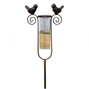 Tuteur plante grimpante pluviomètre à piquer fonte verre marron 100 cm
