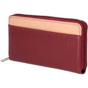 Dudu Grand Portefeuille pour Femme en Cuir véritable coloré Fermeture éclair Circulaire Burgundy