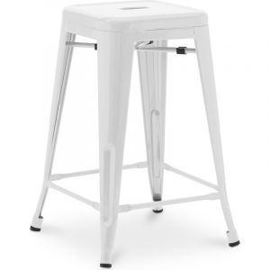 Industrial Style - Tabouret de bar - Design industriel - 60cm - Nouvelle édition - Stylix Blanc - Acier - Blanc