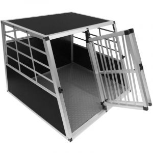 Monster shop Cage de Transport en Aluminium 90 x 97 x 69 cm - 2 Portes - Angle 65° Avant et 90° Arrière - Parfaite pour Animaux Format Large Chien