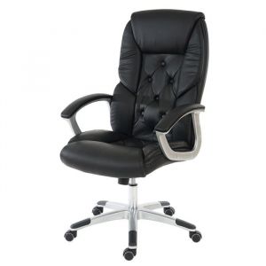 D&eacute;coshop26 Fauteuil chaise de bureau sur roulettes xxl pivotante en synth&eacute;tique noir 040001907