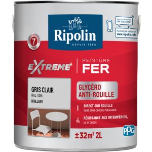 Ripolin Peinture pour Fer Ext&eacute;rieur Brillant Gris Clair 2L
