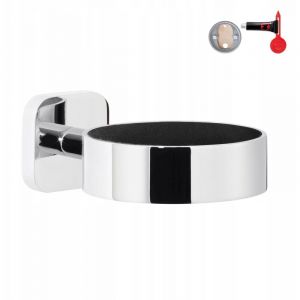 Tesa Smooz Crochet Serviettes, finition brillante M&eacute;tal Chrom&eacute;, adh&eacute;sif, technologie sans Percer, 37mm x 37mm