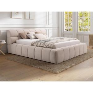 Pascal Morabito Lit coffre 180 x 200 cm - Tissu - Beige - forvik ii de