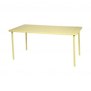 Table de jardin m&eacute;tal 6-8 places jaune Amelia 160x90xH725cm