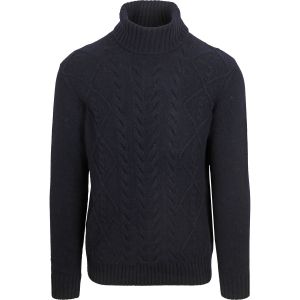 Suitable Pull Col Roul&eacute; Cable Laine Marine Bleu Bleu fonc&eacute; taille XXL