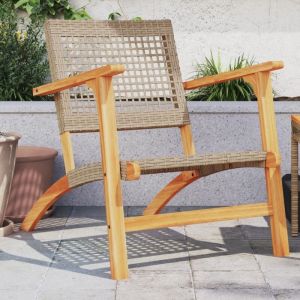 VidaXL Chaises de jardin lot de 2 beige r&eacute;sine tress&eacute;e bois d'acacia