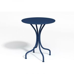 Vente unique Table ronde de jardin en m&eacute;tal bleu nuit D 60 cm MIRMANDE Bleu nuit