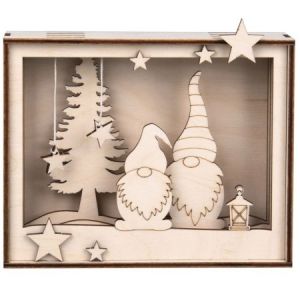 Image de Rayher Kit Cadre 3D en bois - Lutins de Noël - 15,5 x 12,5 x 3,8 cm