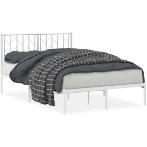 VidaXL Cadre de lit m&eacute;tal avec t&ecirc;te de lit blanc 120x200 cm