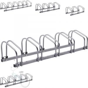 Arebos Supports à vélos pour 5 vélos Supports multiples avec distance entre les roues de 21cm Supports à vélos pour une largeur de pneus de 35-60