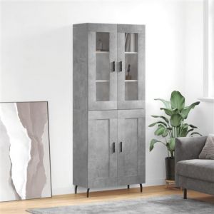 VidaXL Buffet Haut, Armoire de Rangement avec Pieds, Meuble de Rangement, Organisateur Salon Salle de S&eacute;jour, Moderne, Gris B&eacute;ton Bois d'Ing&eacute;nierie