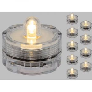 Lotti Lot de 10 lampions bougies chauffe-plat LED submersibles blanc chaud &agrave; piles