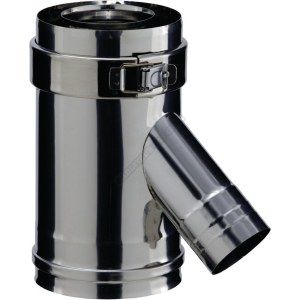 Poujoulat Elément droit inox avec prise d'air pour poêle à granulés - PGI pour poêles à Pellets - Diamètre 80/130 avec prise d'air à 135° - Finition : Inox