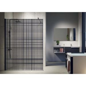 Image de Novellini Paroi de douche Fixe KUADRA H Sérigraphié PLAID 150 cm