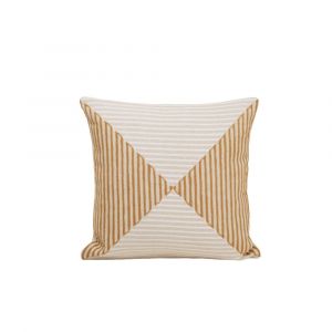 MADURA - Housse de coussin Jhulio en Coton épais et broderie chaînette rayée bicolore Jaune