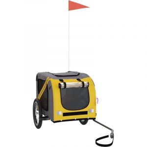 VidaXL Remorque de vélo pour animaux de compagnie jaune et gris
