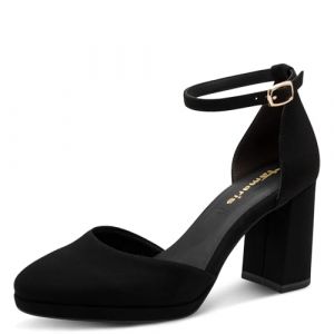 Tamaris Escarpins Ouverts pour Femme avec Bride et Talon Bloc 1-22463-45, Noir, 37 EU