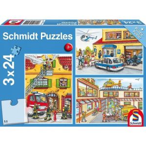 Schmidt Pompiers et Secours - 3 Puzzles 3 x 24 pièces