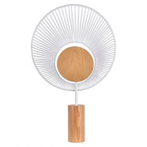 Forestier Lampe de table Oyster / H 65 cm - Base ch&ecirc;ne blanc,ch&ecirc;ne naturel en tissu