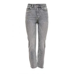 Only ONLEMILY Life HW St RW CP AK NAS027 Noos Pantalon, Gris Denim, 25W x 30L Femme