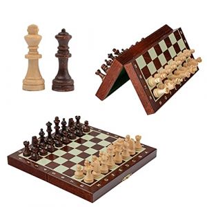 Master of Chess Echiquier Bois Pieces avec Echecs Magnétique 20 cm - Fait Main Jeu Echec Voyage Pliable - Petit Jeu D'échecs pour Enfants et Adultes