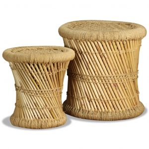 VidaXL Tabourets 2 pcs Bambou et jute