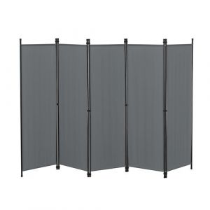 [en casa] Paravent de Confidentialit&eacute; &agrave; 5 Panneaux Huesca 171 x 250 cm Gris Fonc&eacute;