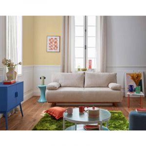Bestmobilier - Cristal - canapé 3 places - convertible avec coffre - en velours texturé - beige - Beige
