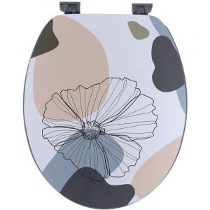 Tendance ABATTANT WC 18 POUCES MDF COUVERCLE DESIGN IMPRIME ET ATTACHES PLASTIQUE - FLOWERS