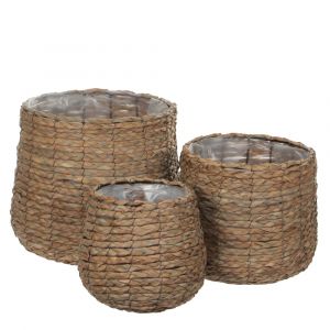 Mica Decorations Panier à plantes Avalon - Lot de 3 - H31 x Ø30 cm - Herbe de mer - Marron clair