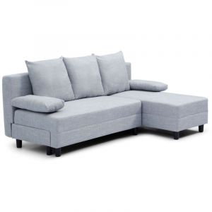 Menzzo Canap&eacute; d'angle convertible Expression Tissu Gris clair