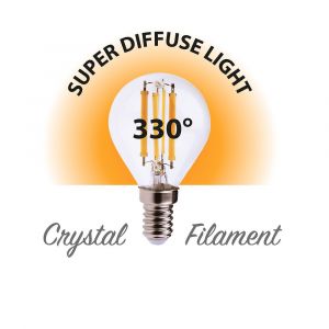 Image de Velamp Ampoule à filament LED, Mini-sphérique P45, 6W / 806lm, culot E14, 2700K