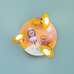 Elobra Plafonnier rond Escape, orange, à 3 lampes