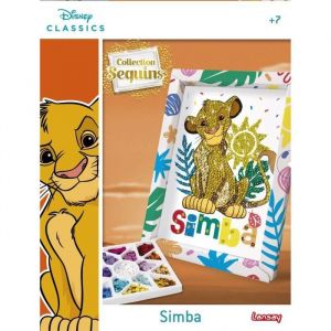 Lansay COLLECTION SEQUINS : Simba, Le Roi Lion - Activités Manuelles pour Enfants Dès 7 ans - Créez un Tableau Étincelant avec des Sequins - Kit Création Tableau Disney - Loisirs Créatifs