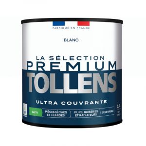 Tollens Peinture int&eacute;rieure couleurs - La S&eacute;lection Premium Satin - Ultra Couvrante - Blanc 0,5 L - 6m&sup2;