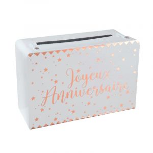 Urne Joyeux Anniversaire Métal Rose Gold