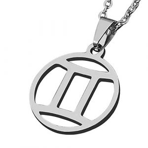 Zense Pendentif Zodiaque G&eacute;meaux pour Homme ZP0236 - avec cha&icirc;ne 51 cm