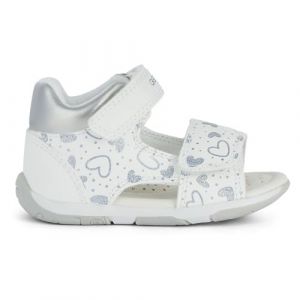 Geox Bébé Fille B Sandal Tapuz Girl, Blanc/Argent, 20 EU
