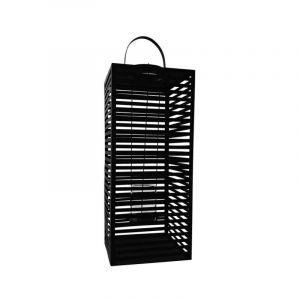 VERDELOOK Berlin Lanterne en métal Peint avec bougeoir en Verre, 25 x 25 H 60 cm, Noir