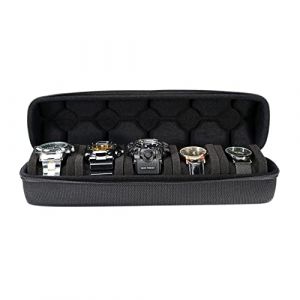 Akura Boîte de rangement 5 montres avec coussin éponge pour 5 montres (Noir)