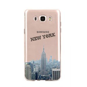 Novago Samsung J3 2016 (J320) Coque souple transparente et résistante anti choc avec impression gravée (New York)