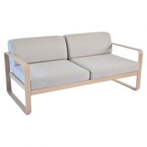 Fermob Canapé droit Bellevie 2 places / L 160 cm - Tissu gris flanelle gris/beige en métal/tissu