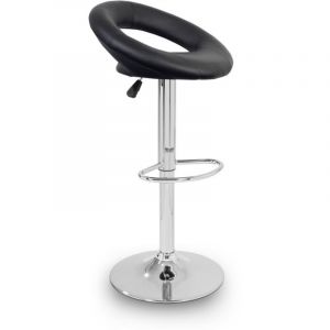 Aga Tabouret de bar noir, hauteur r&eacute;glable, assisse rembourr&eacute;e, pivotant, dossier en forme d'anneau MR2036