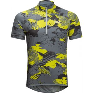 Jack Wolfskin Tourer Maillot avec impression graphique &agrave; fermeture &eacute;clair torse Homme, gris/vert S Maillots route