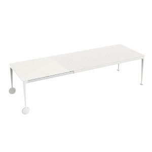 Magis Table Extensible Avec Roues Big Will (Ch&ecirc;ne Blanchi Et Blanc Mat - Pieds En Aluminium Peint Et Plateau En Bois)