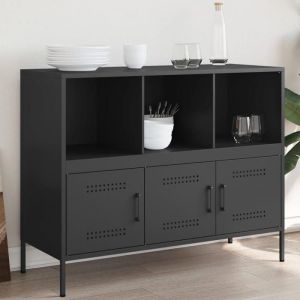 VidaXL Buffet noir 100,5x39x79 cm acier laminé à froid, meuble de rangement, meuble de rangement de cuisine, meuble de rangement de salon