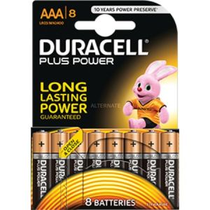 Duracell 8 piles alcalines AAA LR03 1.5V Plus Power