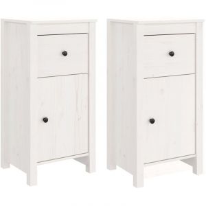 VidaXL Buffets 2 pcs Blanc 40x35x80 cm Bois massif de pin Blanc